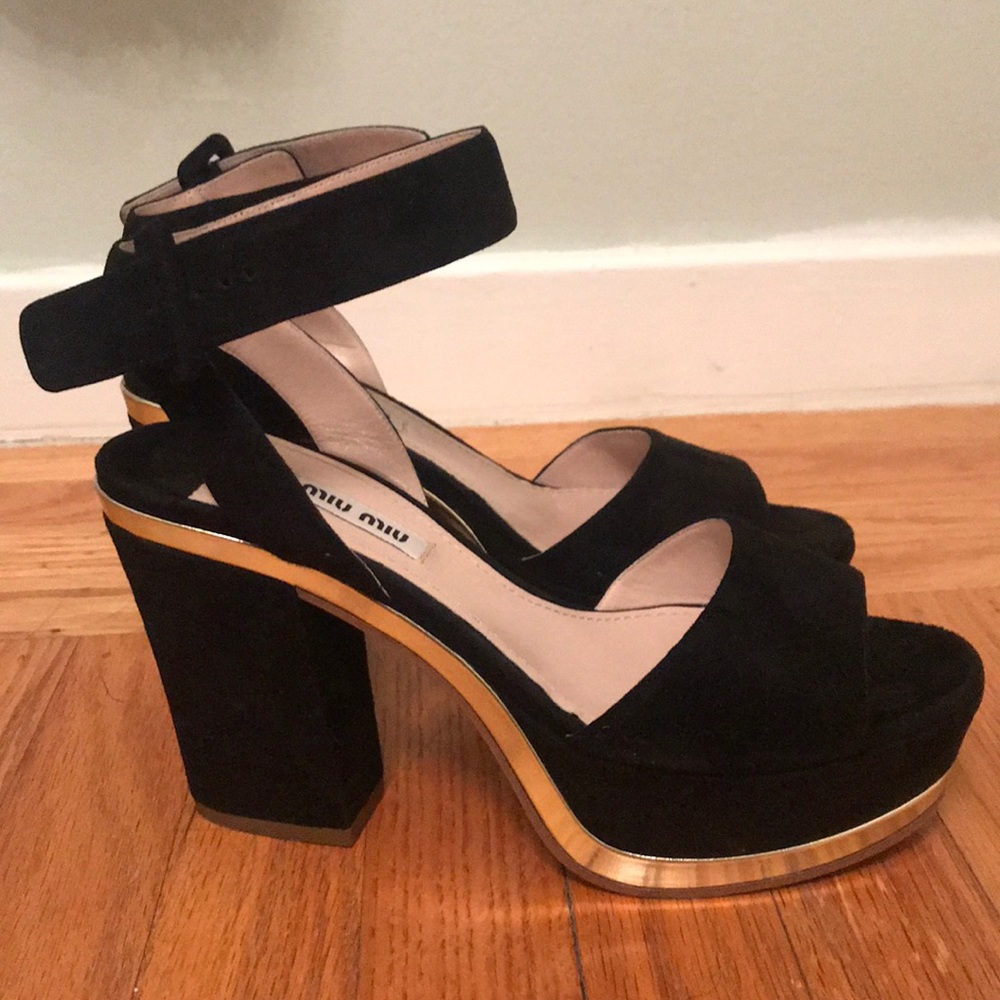 Like New Miu Miu Suede Platform Sandal Size 36 - image 4
